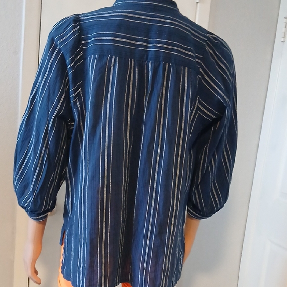 GAP Navy and White Striped Shirt - Picture 3 of 5